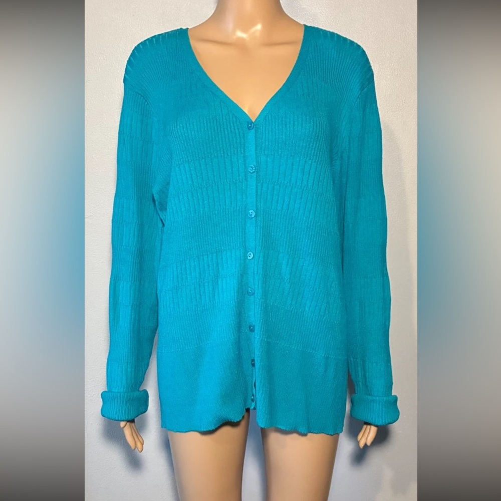 JM Collection Women's Sweater Size XL Button Up Cardigan Long Sleeve Lightweight